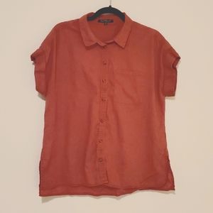 Linen cuffed sleeved relaxed fit top